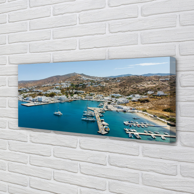 Pintura em tela Grécia Costa Montanhas Cidade