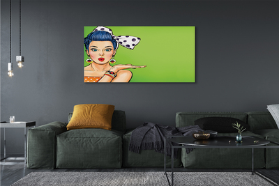 Quadro em tela Mulher com lábios vermelhos