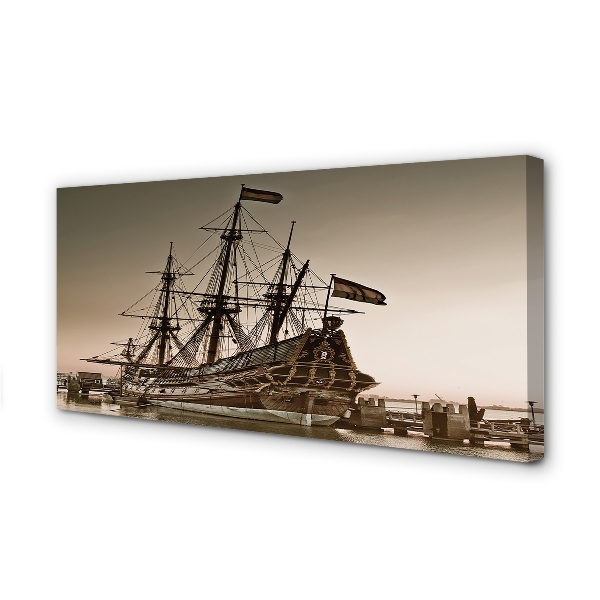 Quadro em tela Velho navio céu mar