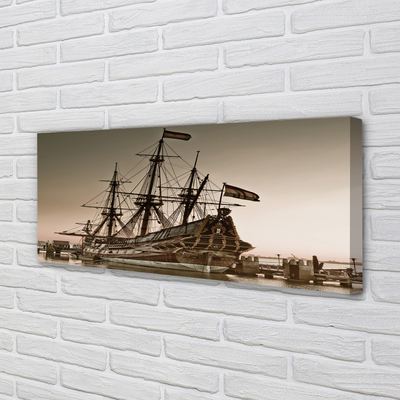 Quadro em tela Velho navio céu mar