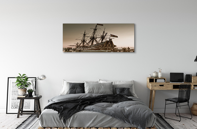 Quadro em tela Velho navio céu mar