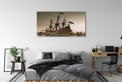 Quadro em tela Velho navio céu mar