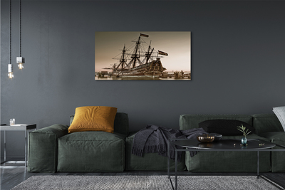 Quadro em tela Velho navio céu mar