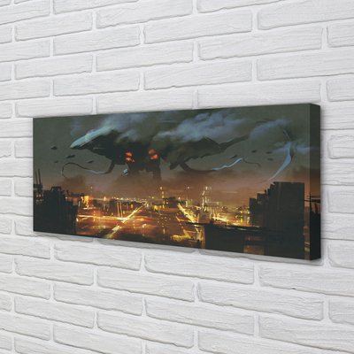 Pintura em tela Cidade à noite, monstro de fumaça