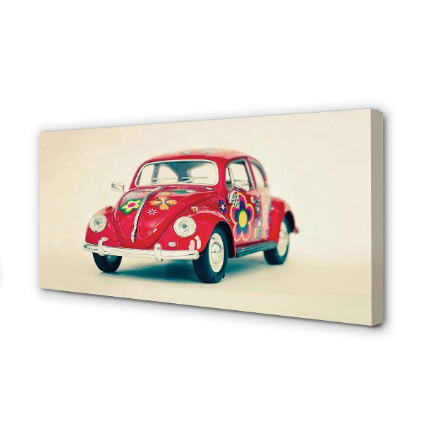 Quadro em tela Carro vermelho com flores