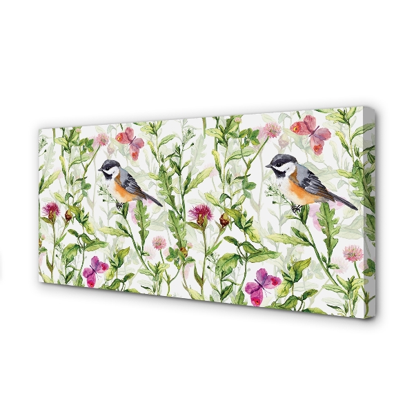 Quadro em tela Pássaro pintado na grama