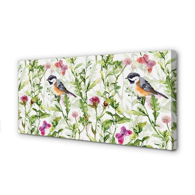 Quadro em tela Pássaro pintado na grama