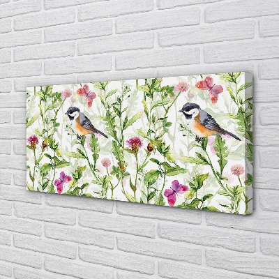Quadro em tela Pássaro pintado na grama