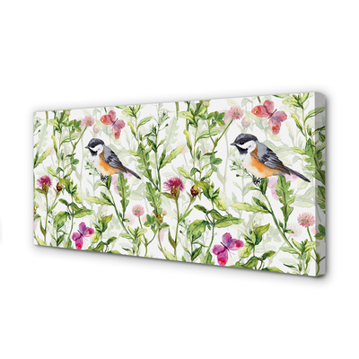 Quadro em tela Pássaro pintado na grama