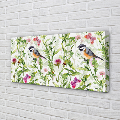 Quadro em tela Pássaro pintado na grama