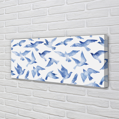 Quadro em tela pássaros pintados