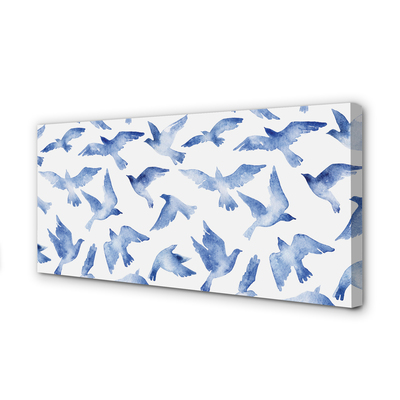 Quadro em tela pássaros pintados