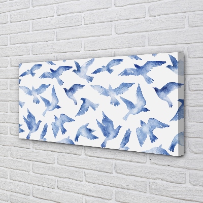 Quadro em tela pássaros pintados