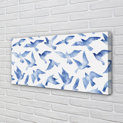 Quadro em tela pássaros pintados