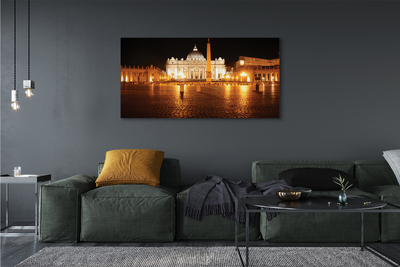 Pintura em tela Praça da Basílica de Roma à noite