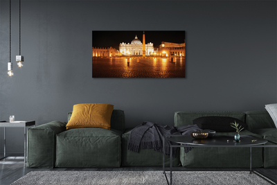 Pintura em tela Praça da Basílica de Roma à noite
