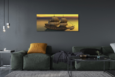 Pintura em tela Navio céu amarelo mar