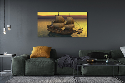 Pintura em tela Navio céu amarelo mar