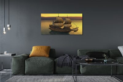 Pintura em tela Navio céu amarelo mar