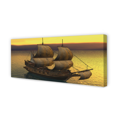Pintura em tela Navio céu amarelo mar