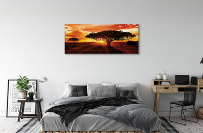 Quadro em tela Árvores nuvens pôr do sol