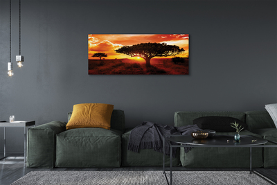 Quadro em tela Árvores nuvens pôr do sol