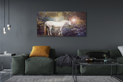 Quadro em tela Unicórnio na floresta