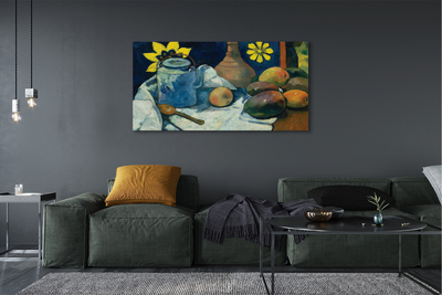Quadro em tela Natureza morta com jarra de chá e frutas - Paul Gauguin