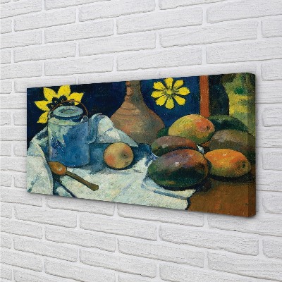 Quadro em tela Natureza morta com jarra de chá e frutas - Paul Gauguin