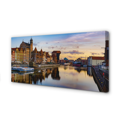 Quadro em tela Nascer do sol no rio Porto de Gdansk