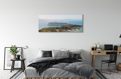 Quadro em tela Navio, ilha, montanhas, mar