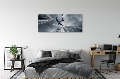 Quadro em tela Cidade nuvens avião céu