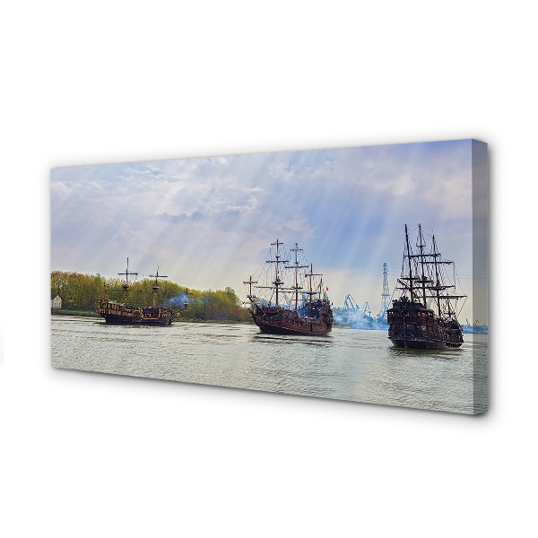 Pintura em tela Céu navios dia nuvens