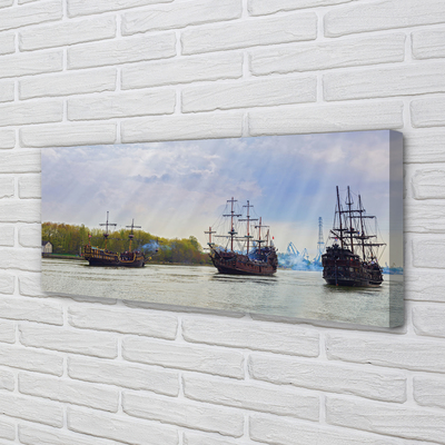 Pintura em tela Céu navios dia nuvens