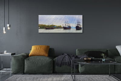 Pintura em tela Céu navios dia nuvens