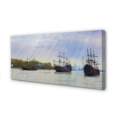 Pintura em tela Céu navios dia nuvens