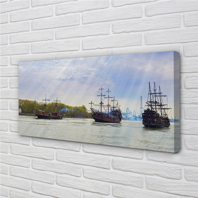 Pintura em tela Céu navios dia nuvens