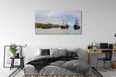 Pintura em tela Céu navios dia nuvens