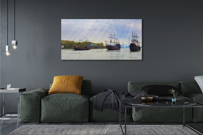 Pintura em tela Céu navios dia nuvens