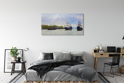 Pintura em tela Céu navios dia nuvens
