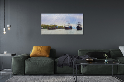 Pintura em tela Céu navios dia nuvens