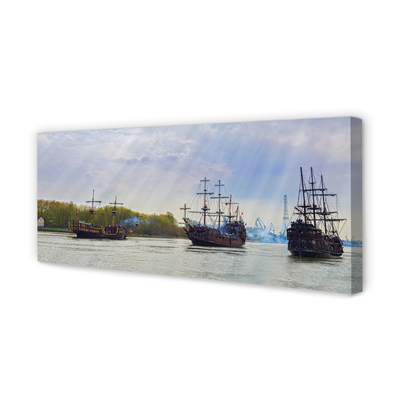 Pintura em tela Céu navios dia nuvens