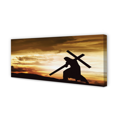 Quadro em tela Jesus cruz pôr do sol