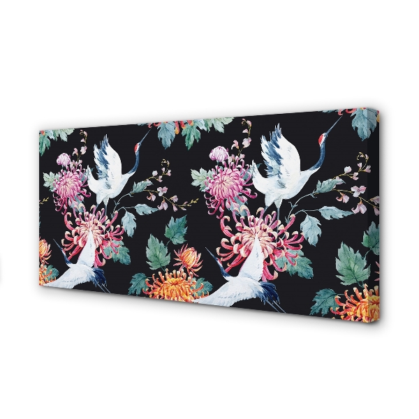 Pintura em tela Pássaros com flores