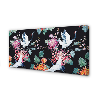 Pintura em tela Pássaros com flores