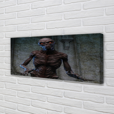 Quadro em tela Uma figura assustadora no prédio