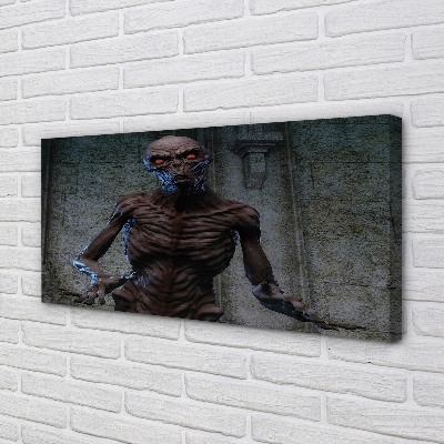 Quadro em tela Uma figura assustadora no prédio