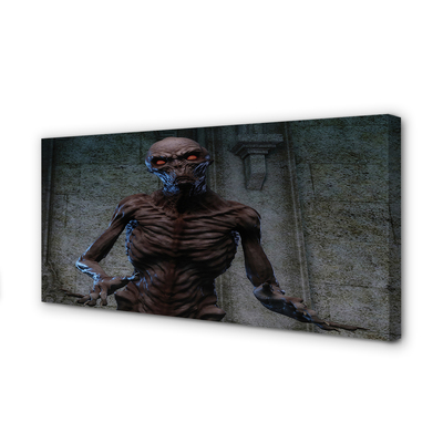 Quadro em tela Uma figura assustadora no prédio