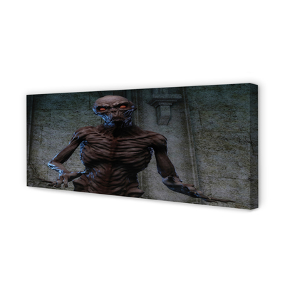 Quadro em tela Uma figura assustadora no prédio