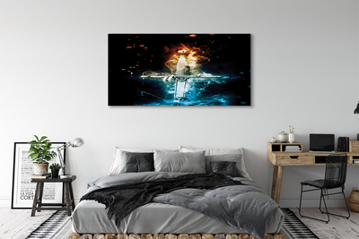 Quadro em tela Espada de fumaça colorida